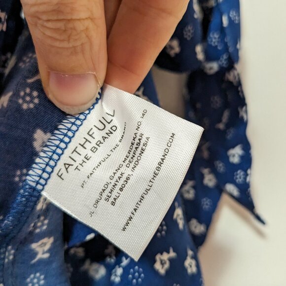 Faithfull the Brand Floral Lucy Wrap Top Blue White Size XS - Picture 5 of 8